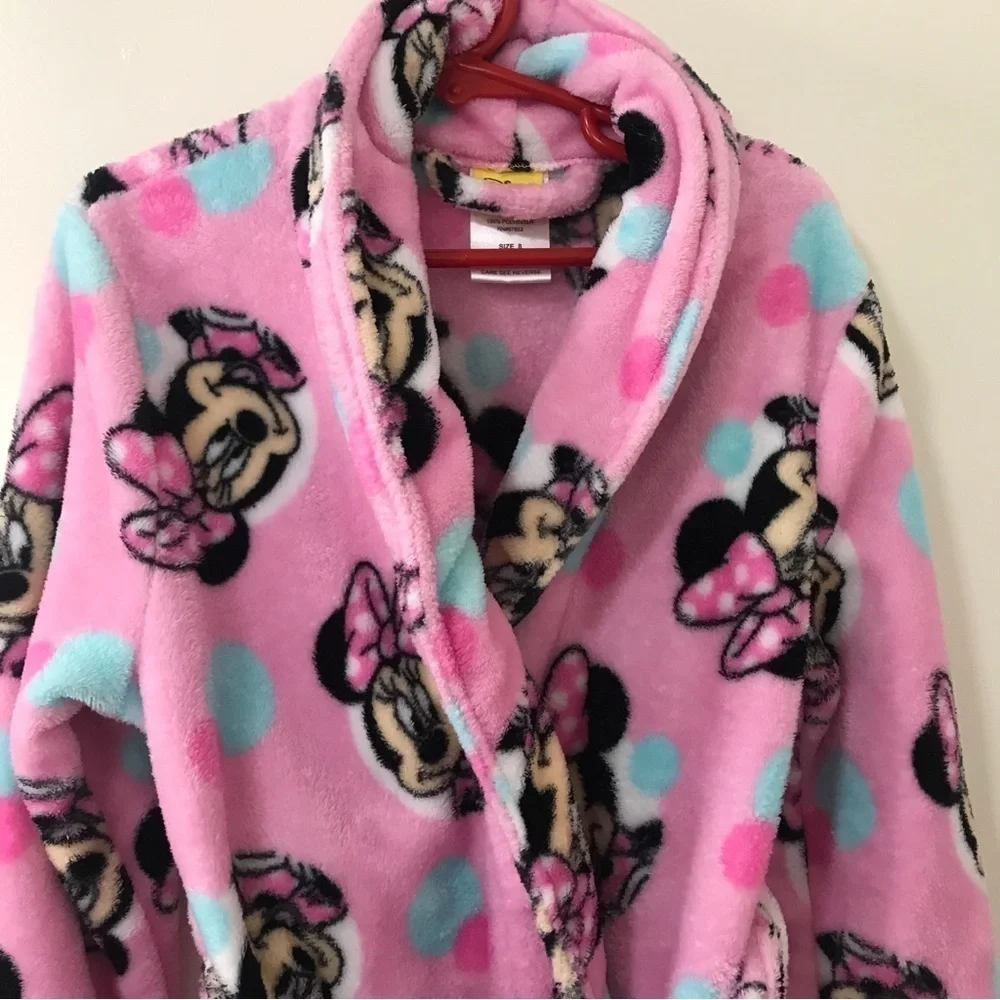 3/$15 Disney kids girls Minnie Mouse pink bathrobe size 8